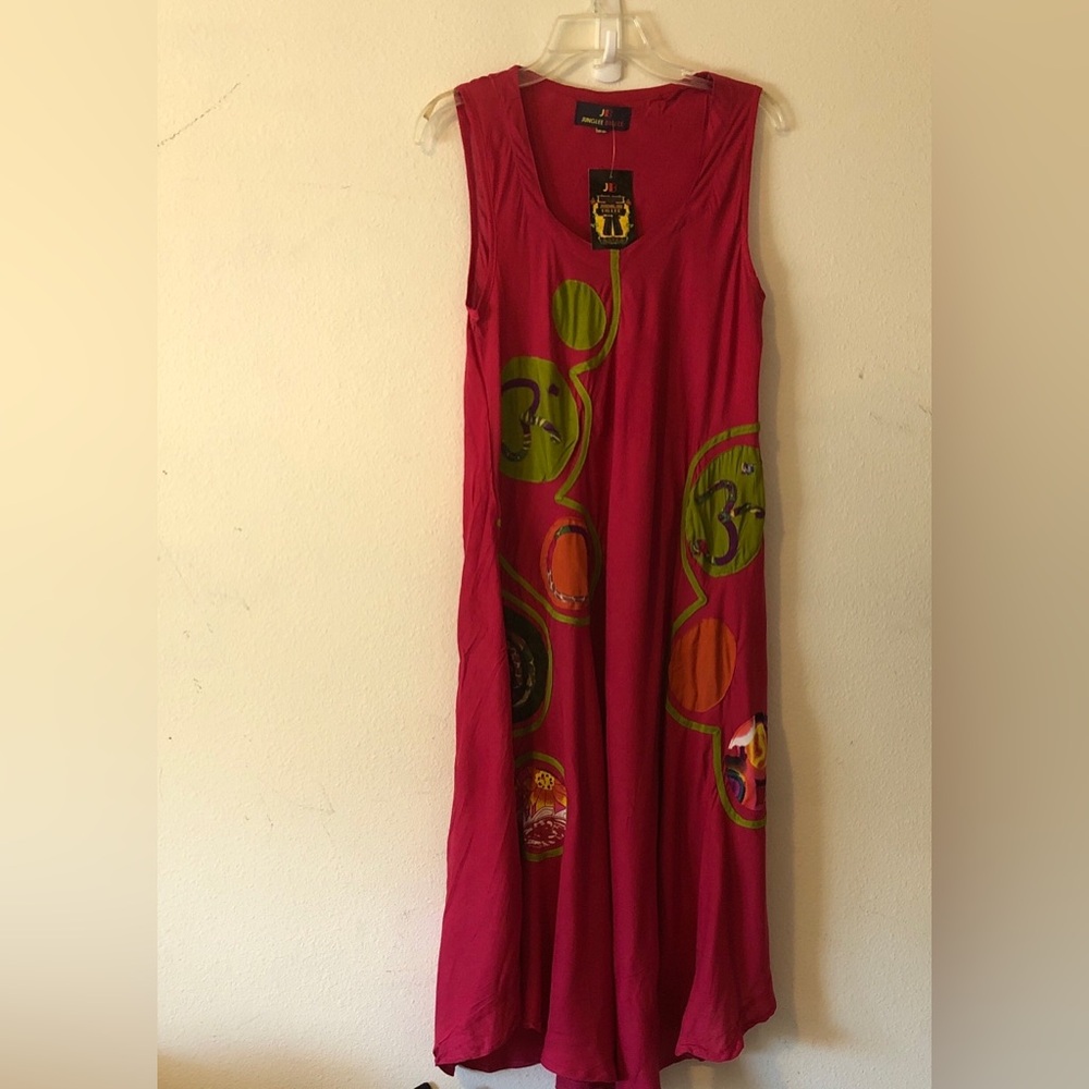 Junglee Billee Vibrant Fuscia Dress with Artistic Swirl Design siz XL - Picture 2 of 10